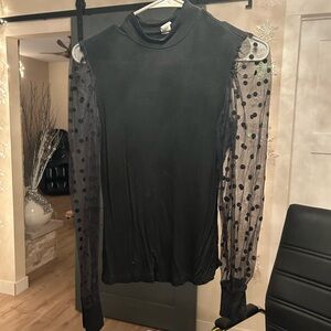 Elegant Black Sheer Sleeve Top